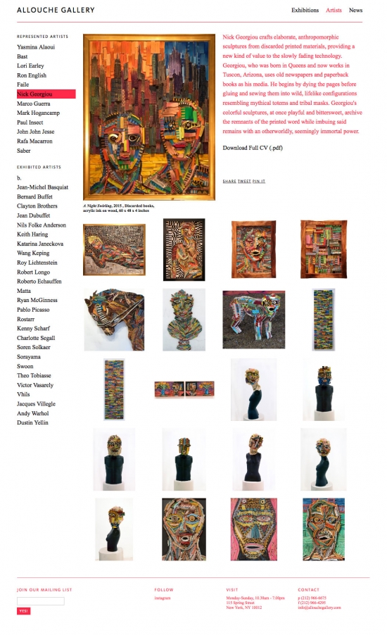 Allouche Gallery artist gallery page